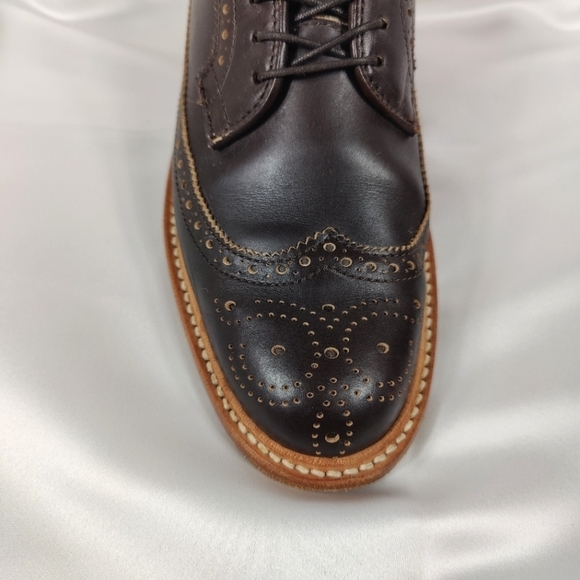 Taylor Stitch The Brogue Lace Up Espresso Leather Wingtip Dress Men's Shoes Sz 8 - Picture 3 of 10